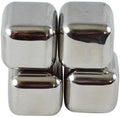 Reusable Ice Cubes Stainless Steel Chilling Stones for Whiskey Wine Beverage, Set of 4