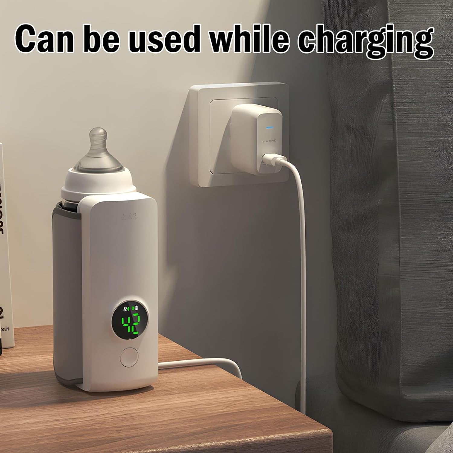 Portable Bottle Warmer, Rapid Warming with Battery-Powered Temperature Display, Waterless Milk Warming for Comfortable Baby Feeding on the Go