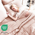 Full Size Comforter Sets Blush Pink, 7 Pieces Bed in a Bag, Pink Comforter Full Size, All Season Bedding Sets with Stitch Quilted Comforter, Flat Sheet, Fitted Sheet, Pillowcases