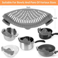 Clip on Strainer for All Pots Pan,Silicone Pasta Strainer Kitchen Gadgets,Collapsible Colander for Noodle,Vegetables,Fruit,Spaghetti (Grey)