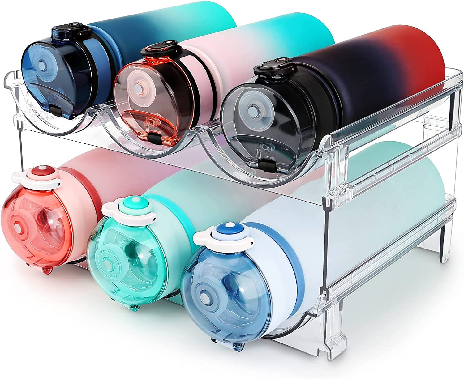 Water Bottle Organizer for Cabinet, Water Bottle Storage Organizer, 2 Packs Water