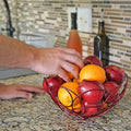 round Fruit Basket, Decorative Kitchen Counter Bowl, 10 3/8-Inch Diameter, Red Color