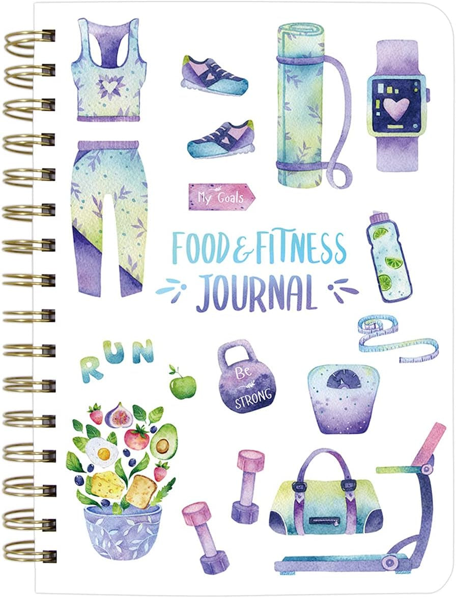 Food and Fitness Meal Workout Journal Diary Wellness Log Notebook Planner Weight Loss Diet Exercise Training Health Tracker 6.1X 8.5 Inch Hard Cover