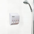 Classic Shower Dispenser 4 Chamber, Wall Mount Shower Shampoo and Soap Dispenser for Bathroom Hotel Body Wash, No Drill Adhesive, 4 X 14.5 Oz, 9.5" X 3" X 10.75", White