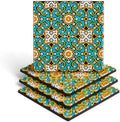 Emerald Tiles Silicone Coasters Set of 4, Protect against Water Marks or Damage Fits All Cups, 3.5" Inch Size