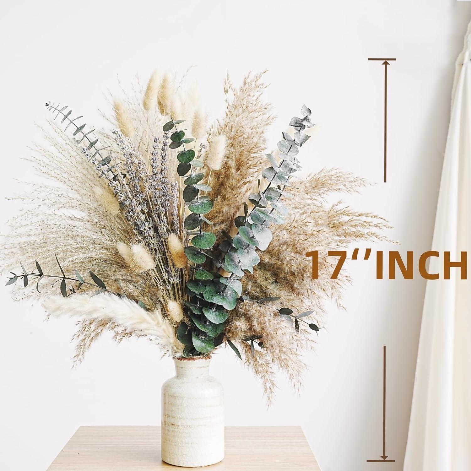 Green Pampas Grass Boho Bouquet â€“ Exquisite Lavender and Eucalyptus Dried Flower Arrangements for Western Boho Decor â€“ Rustic Flowers for Your Bohemian Home, Bedroom, and Wedding Table DÃ©cor