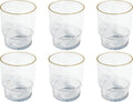 Stax Optic Acrylic Twist Drinking Glass - Clear with Gold Rim - 15.6 Oz - Set of 6