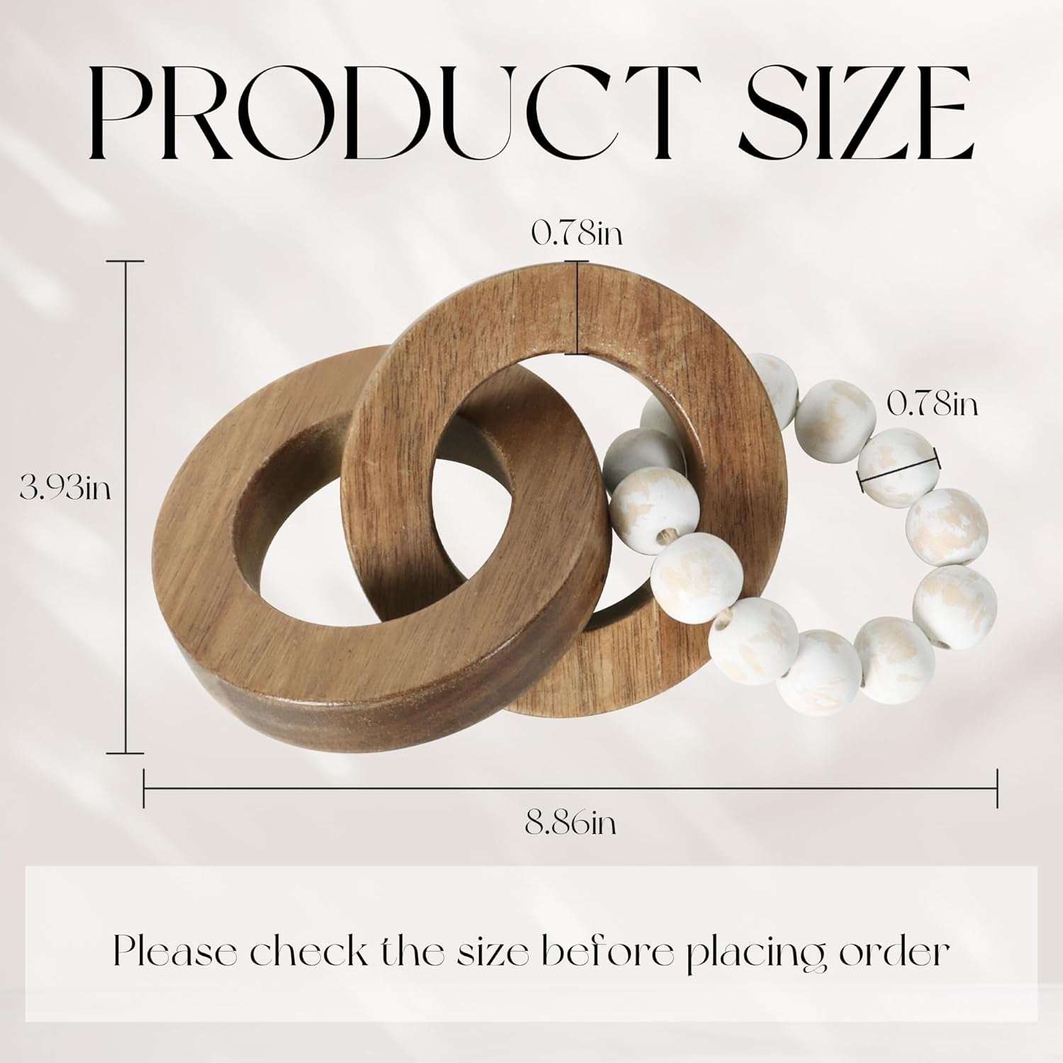 Wood Chain Link Decor, Minimalist Handmade Carved Knot DÃ©cor Accents for Shelf Coffee Table, Natural Boho Farmhouse Rustic Home Decor, Best Housewarming Gifts (8.86 Inch)