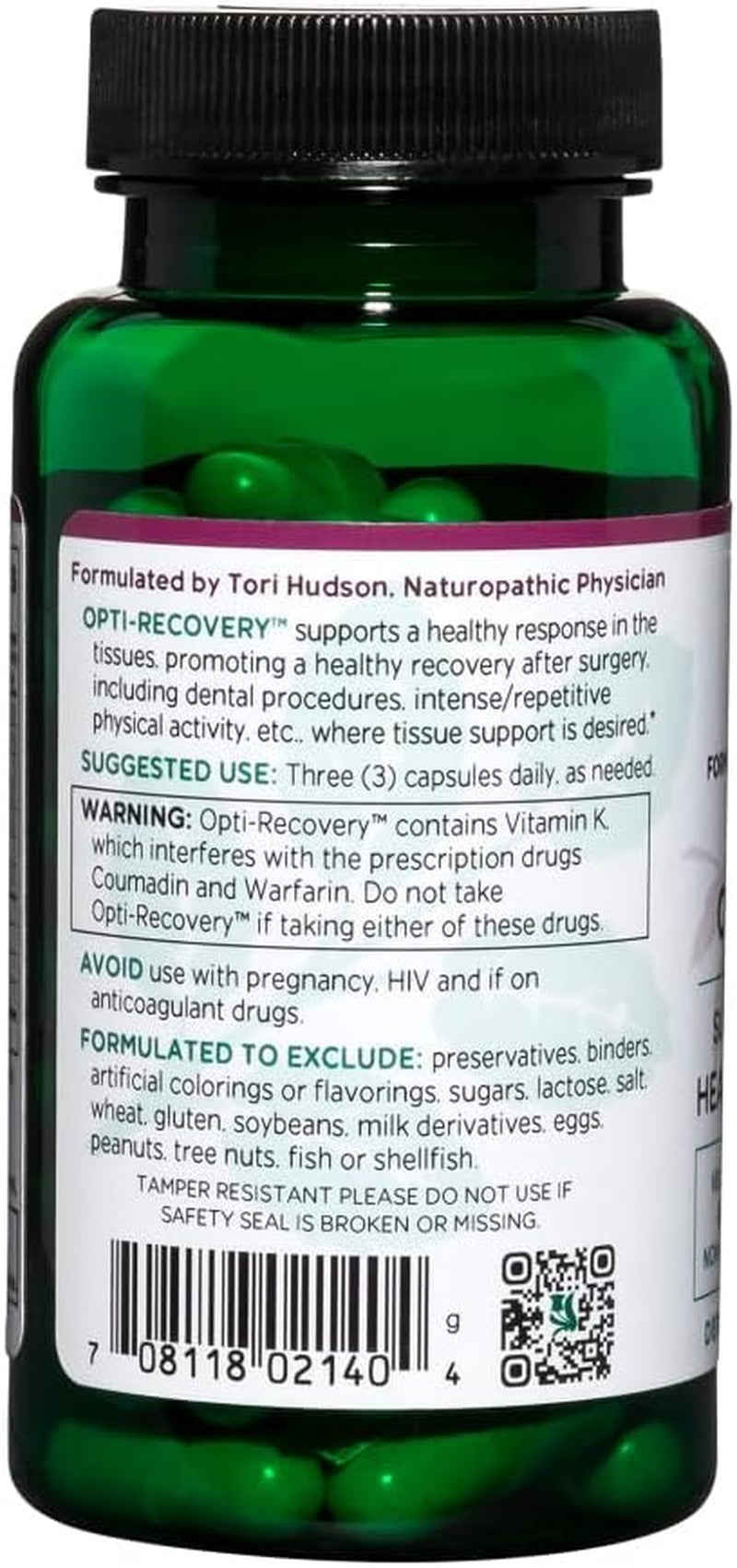 Opti-Recovery, Pre & Post Surgery Support, Wound Care, BBL, Tummy Tuck, C Section & Postpartum Vitamin Essentials Healing Support, Scar, Shoulder, Hysterectomy, Breast & Lipo, Vegan, 60 Caps