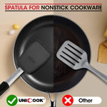 2 Pack Flexible Silicone Spatula, Turner, 600F Heat Resistant, Ideal for Flipping Eggs, Burgers, Crepes and More, Black