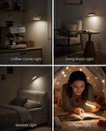 Wood LED Wall Sconce, Magnetic 360Â° Rotatable Wall Mounted Night Light & Reading Light, Small Rechargeable Battery Powered Bedside Wall Lamp for Bedroom, Living Room, Beech Wood