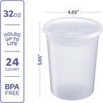 [32 Oz. - 24 Count Plastic Deli Containers with Lids - Disposable Food Storage Containers with Airtight Lids, Ideal for Soups, Stews, and Meal Prep