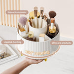 360° Rotate Makeup Brush Holder Organizer, Makeup Organizers Countertop, Makeup Organization and Skincare Storage for Vanity, Desktop, Bathroom (White)