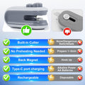 2In1 Rechargeable Chip Bag Sealer with Cutter, Portable USB C Heat Sealer Resealer Machine for Chip, Plastic Bags Heat Seal Tool for Snacks (White)