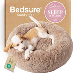 Bedsure Calming Dog Bed for Small Dogs - Donut Washable Small Puppy Bed, 23 Inches Anti-Slip round Fluffy Plush Faux Fur Large Cat Bed, Fits up to 25 Lbs Pets, Camel