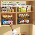 360Â° Rotating Can Rack Organizer for Pantry, 2-Tier Lazy Susan Can Organizer Holds up to 26 Soda Cans, Metal Wire & Wood Shelf with Turntable Storage for Kitchen Cabinet, Pantry & Countertop
