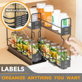 Pull Out Spice Rack Organizer for Cabinet, Heavy Duty Slide Out Seasoning Kitchen Organizer, Cabinet Organizer, with Labels, 5.2" W X10.75 D X10 H, 2 Drawers 2-Tier