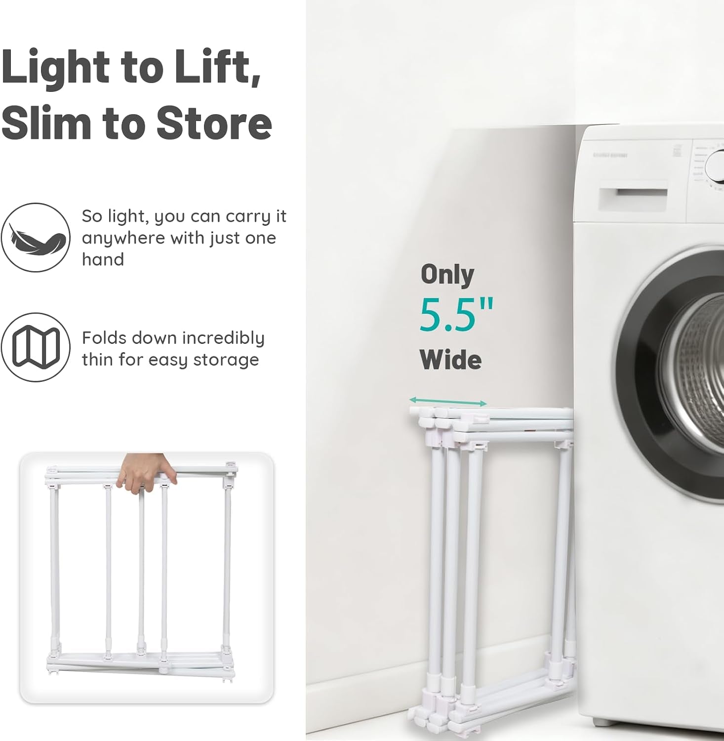 4 Tier Clothes Drying Rack Foldable | Foldable Clothing Drying Rack | Laundry Drying Rack Collapsible for Laundry Room, Dorm, Expandable Sturdy Metal Design | White 29"L X 11.5"W X 53"H