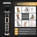 Dog Clippers Professional Heavy Duty Grooming Clipper 3-Speed Low Noise High Power Rechargeable Cordless Pet Tools for Small & Large Dogs Cats Pets with Thick Coats