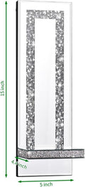 Crystal Crush Diamond Mirrored Candle Sconces, Silver Wall Candle Holder Set of 2, Wall Decorations for Living Roomï¼ŒDining Room (Rectangle Stripe (Style 4))