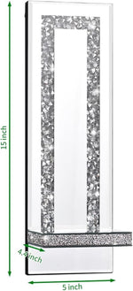 Crystal Crush Diamond Mirrored Candle Sconces, Silver Wall Candle Holder Set of 2, Wall Decorations for Living Room，Dining Room (Rectangle Stripe (Style 4))