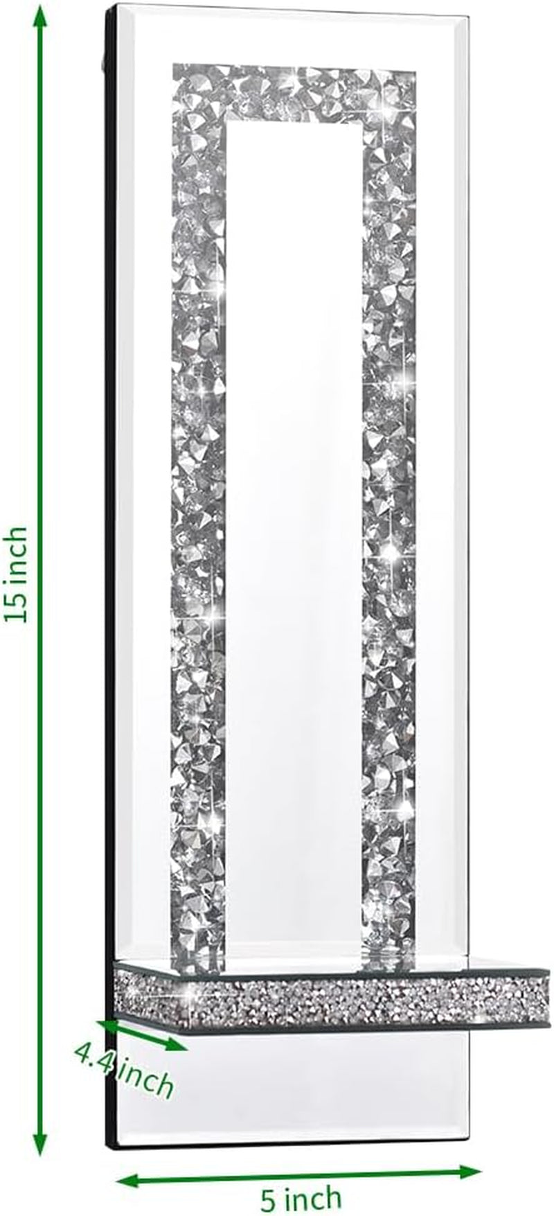 Crystal Crush Diamond Mirrored Candle Sconces, Silver Wall Candle Holder Set of 2, Wall Decorations for Living Roomï¼ŒDining Room (Rectangle Stripe (Style 4))