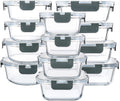 24-Piece Glass Food Storage Containers with Upgraded Snap Locking Lids,Glass Meal Prep Containers Set - Airtight Lunch Containers, Microwave, Oven, Freezer and Dishwasher