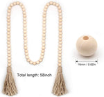 60 Inches Wood Bead Garland,Wooden Beads with Tassels,Farmhouse Beads Rustic Prayer Beads Boho Beads for Farmhouse Tiered Tray Coffee Table Mantel Decor (1 Pack)