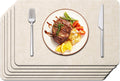 Faux Leather Placemats Set of 6 - Waterproof - Wipe Clean - Heat Resistant - anti Slip Dining Table Place Mats, Suitable for Indoor & Outdoor Use, 17’’×12’’, Beige
