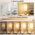 Touch Bedside Table Lamp with Memory - Stepless Dimmable Lamp for Bedroom, Small Nightstand Lamp with Dual USB Charging Ports and AC Outlet, Wood Night Light, Desk Lamp for Nursery, Living Room, Dorm