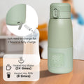 Portable Bottle Warmer for Travel - Super Fast Charging & 5-Min Heating for Breast Milk, Formula & Water, 17Oz Large Capacity, Baby Flask for Vehicle Car Airplane Journey (350ML)