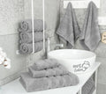 Luxury 6 Piece Towel Set, 2 Bath Towels 2 Hand Towel 2 Washcloths, 600 GSM 100% Cotton Turkish Towels for Bathroom, Light Grey Towel Sets