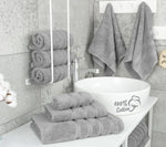 Luxury 6 Piece Towel Set, 2 Bath Towels 2 Hand Towel 2 Washcloths, 600 GSM 100% Cotton Turkish Towels for Bathroom, Light Grey Towel Sets
