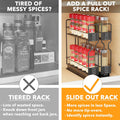 Pull Out Spice Rack Organizer for Cabinet, Heavy Duty Slide Out Seasoning Kitchen Organizer, Cabinet Organizer, with Labels, 5.2" W X10.75 D X10 H, 2 Drawers 2-Tier