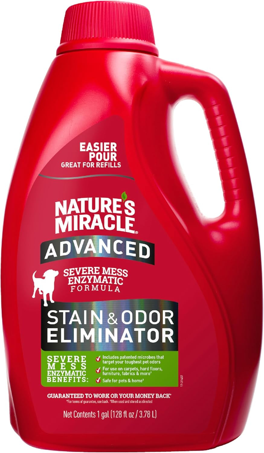 Natureâ€™S Miracle Advanced Stain and Odor Eliminator for Dogs, 1 Gallon, Fresh Scent, Severe Mess Enzymatic Formula for Tough Pet Messes
