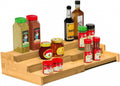 Spice Rack, 3-Tier Expandable Bamboo Spice Rack Organizer for Cabinet - Kitchen, Pantry and Cupboard Storage Organizer