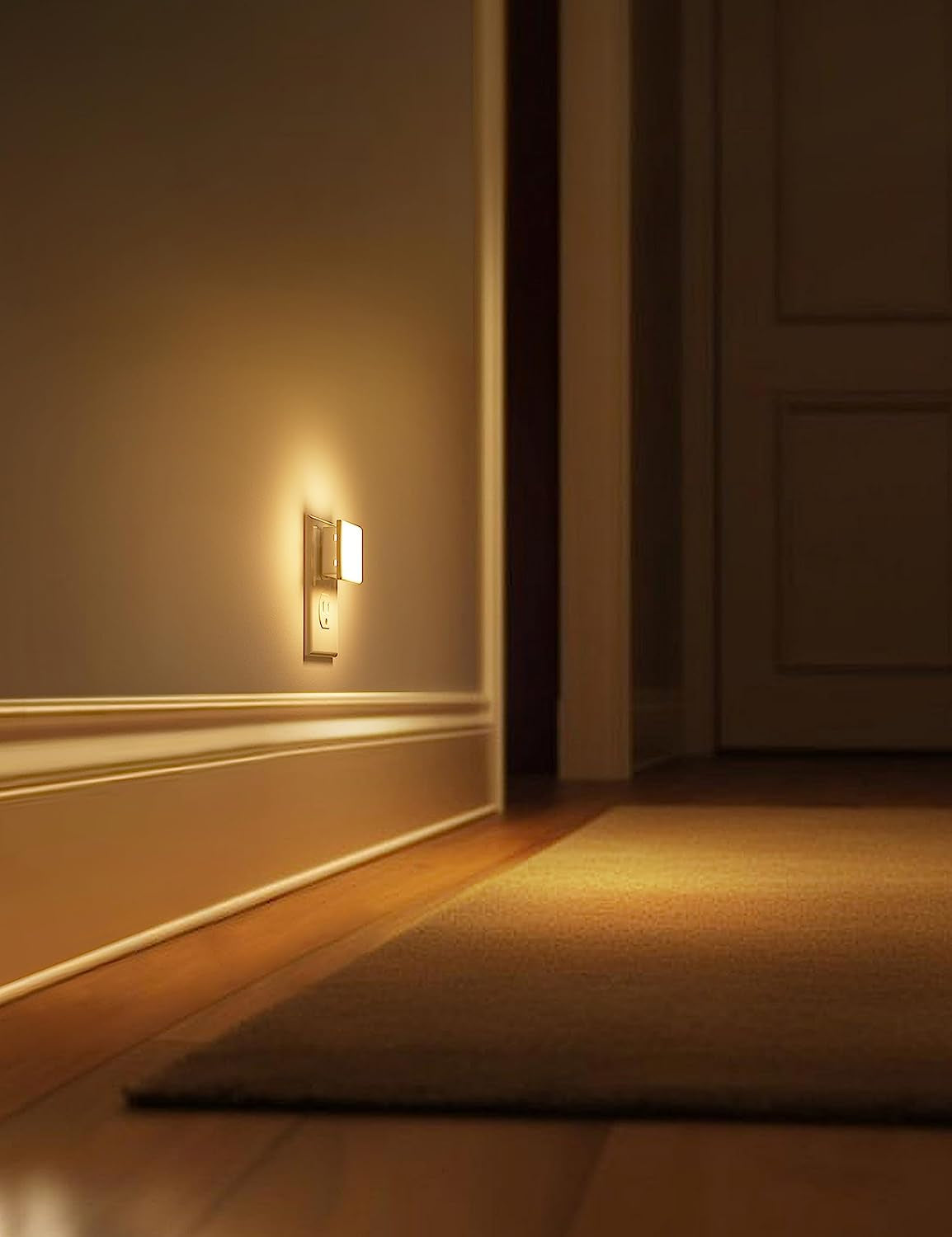 Night Lights Plug into Wall 2-Pack, 0.3W Plug in Night Light, Dusk to Dawn, 3000K Soft White, Bright Nightlight Auto-On/Off, for Adults Kids Room Bedroom Bathroom Hallway Kitchen, Non-Dim