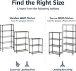 4-Shelf Steel Wire Storage Shelves for Garage, Adjustable Metal Shelving Unit, 200 Lbs per Shelf, 23.2" W X 48" H X 13.4" D, Black | Sturdy, Adjustable, Easy Assembly, Storage