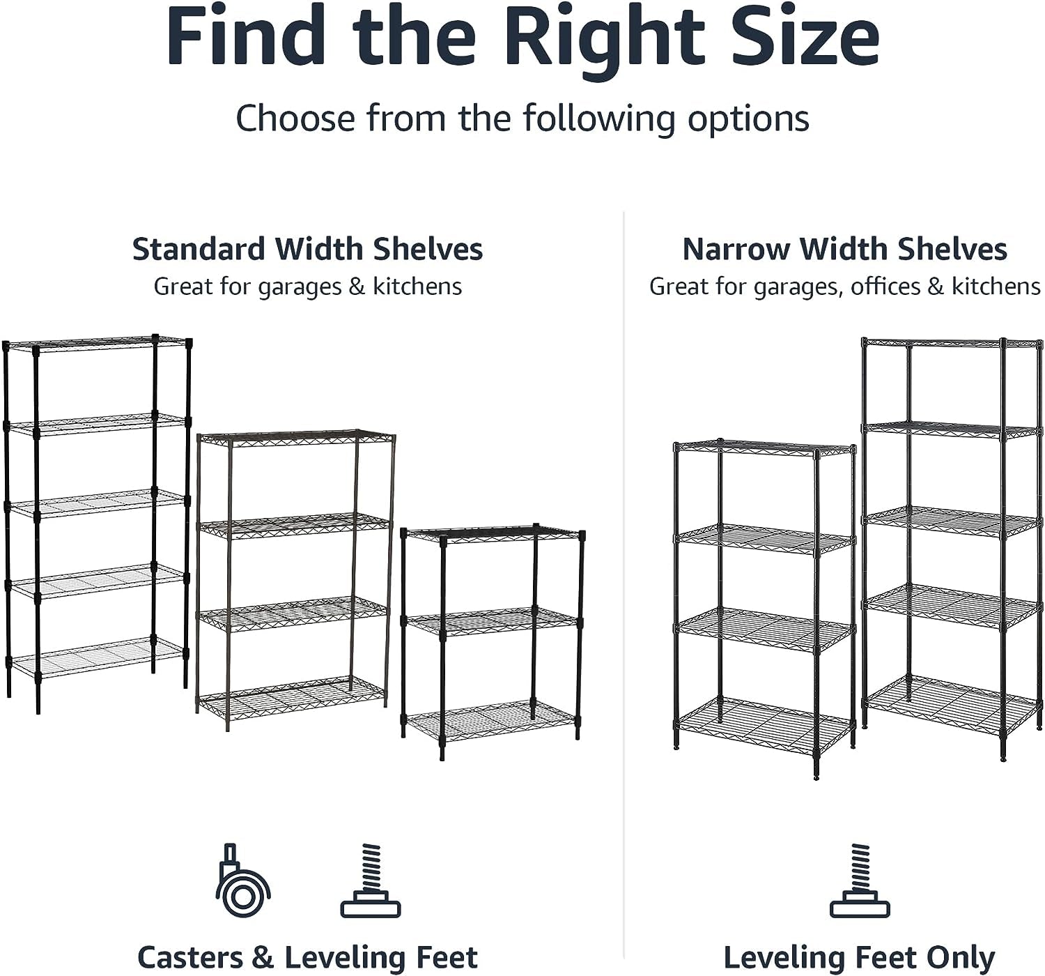 4-Shelf Steel Wire Storage Shelves for Garage, Adjustable Metal Shelving Unit, 200 Lbs per Shelf, 23.2" W X 48" H X 13.4" D, Black | Sturdy, Adjustable, Easy Assembly, Storage
