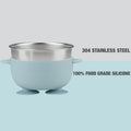 3 Pack Stainless Steel Baby Suction Bowls, Non-Slip Child Food Bowl with Silicone Sleeve for Kids Toddlers Infants, Unbreakable & Mess Free (Blue Green Beige)