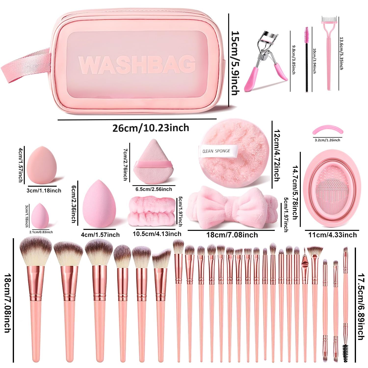 70Pcs Pink Makeup Brushes Set Professional Makeup Kit Multi-Functional Makeup Tool Set with Case Facial Makeup Accessories, Foundation Makeup Brush Kit Eye and Face Make up Brushes & Tools