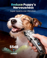 Dog Clippers for Grooming for Thick Heavy Coats/Low Noise Rechargeable Cordless Pet Shaver with Detachable Stainless Steel Blade/Waterproof Dog Shaver for Dogs Pets and Animals (Silver)