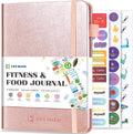 Food and Fitness Journal Hardcover Wellness Planner Workout Journal for Women Men to Track Meal and Exercise Count Calories Weight Loss Diet Training Weight Loss Tracker Undated Home and Gym