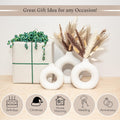 Set of 3 White Ceramic Vase with 65 PCS Dried Pampas Grass Flowers Aesthetic Boho Modern Small round Cute Vases for Decor Living Room Coffee Table Shelf Bedroom Office Desk Home Gifts Women Mom
