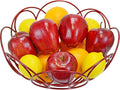 round Fruit Basket, Decorative Kitchen Counter Bowl, 10 3/8-Inch Diameter, Red Color