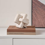 3-Link Knot Resin Travertine Decor, Coffee Table Decor, Book Shelf Entry Table Decoration, Boho Decorative Objects, Aesthetic Accents for Modern Rustic Office Living Room Home Décor
