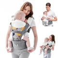 Baby Carrier,  Multifunction Baby Carrier Hip Seat (Ergonomic M Position) for 3-36 Month Baby, 6-In-1 Ways to Carry, All Seasons, Adjustable Size, Perfect for Shopping Travelling (Grey)