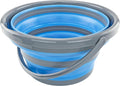 Foldable Silicone Collapsible 2.65 Gallon Bucket - Durable Blue Storage Container for Camping, Outdoor, Travel, and Household Use by