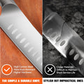 Santoku Knife, 7 Inch Japanese Chef Knife for Vegetable Chopping & Meat Dicing, High Carbon German Steel, Ergonomic Handle - Fiery Phoenix Series