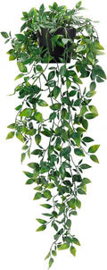 Fake Hanging Plants, Artificial Small Potted Plants for Indoor Outdoor Aesthetic Office Living Room Shelf Decor (1 Pack)